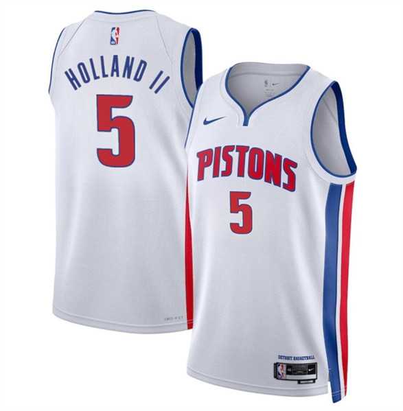 Mens Detroit Pistons #5 Ron Holland II White 2024 Draft Association Edition Stitched Jersey Dzhi